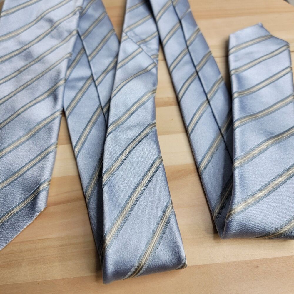 Boggi Milano Made in Italy Tie Striped Blue Silver Gray 3.5" x 59.5 - Picture 6 of 16